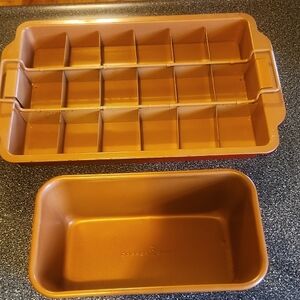 Red Copper/Copper Chef Loaf Pan And Divided Brownie Pan Set